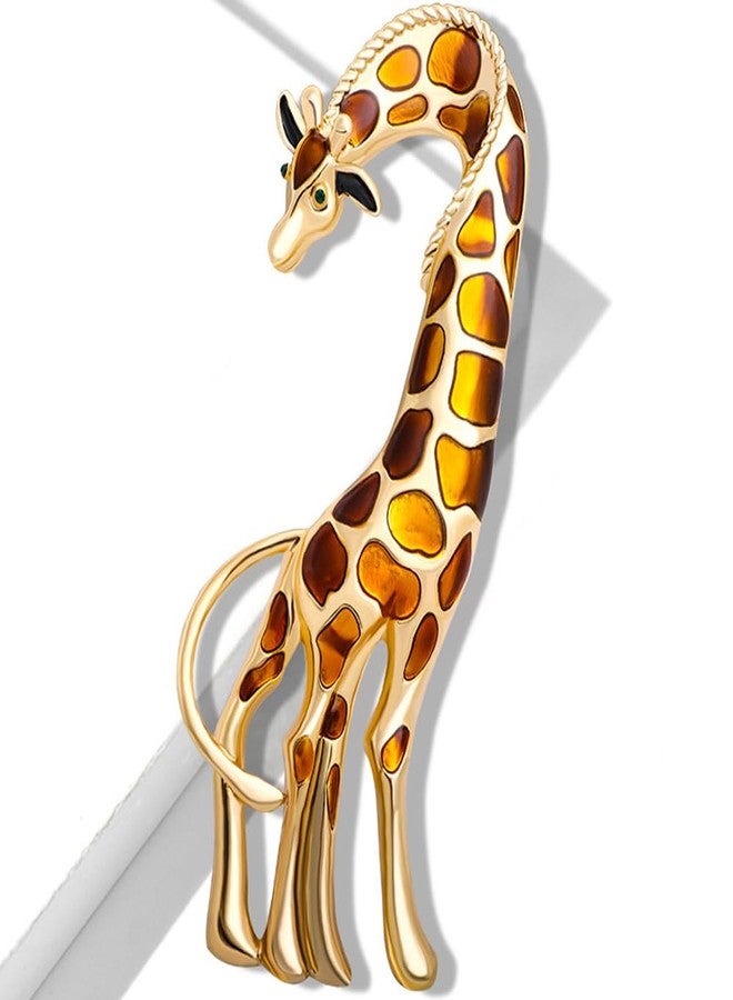 MXUHUI Enamel Giraffe Animal Brooch Pin for Women Men Fashion Rhinestone Gold Tone Dress Hat Costume Accessories Creative Christmas Birthday Holiday Decor Jewelry Gift for Pet Lover (Brown) - Image 4